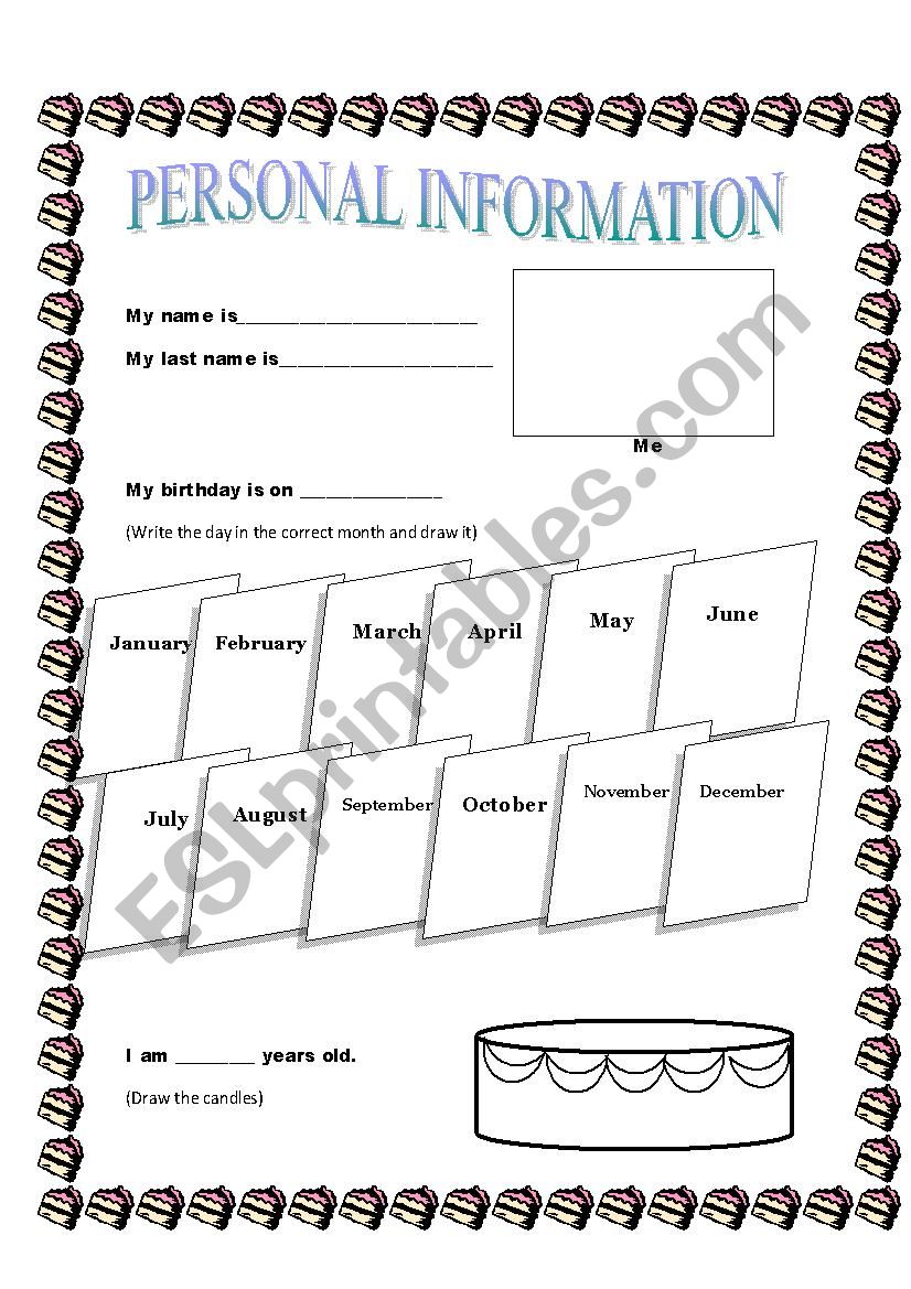 Personal Information worksheet
