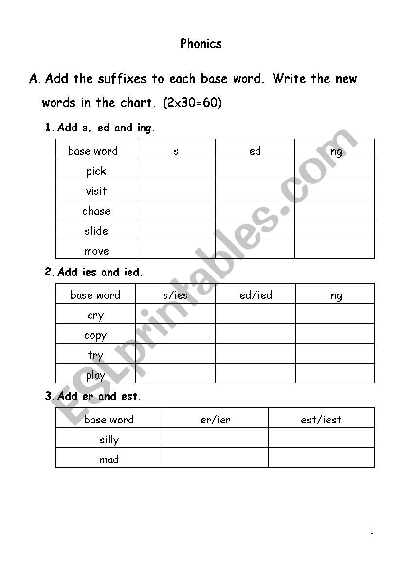 Phonics worksheet