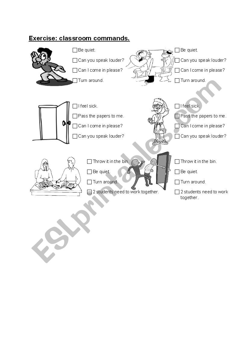 classroom commands (2/2) worksheet
