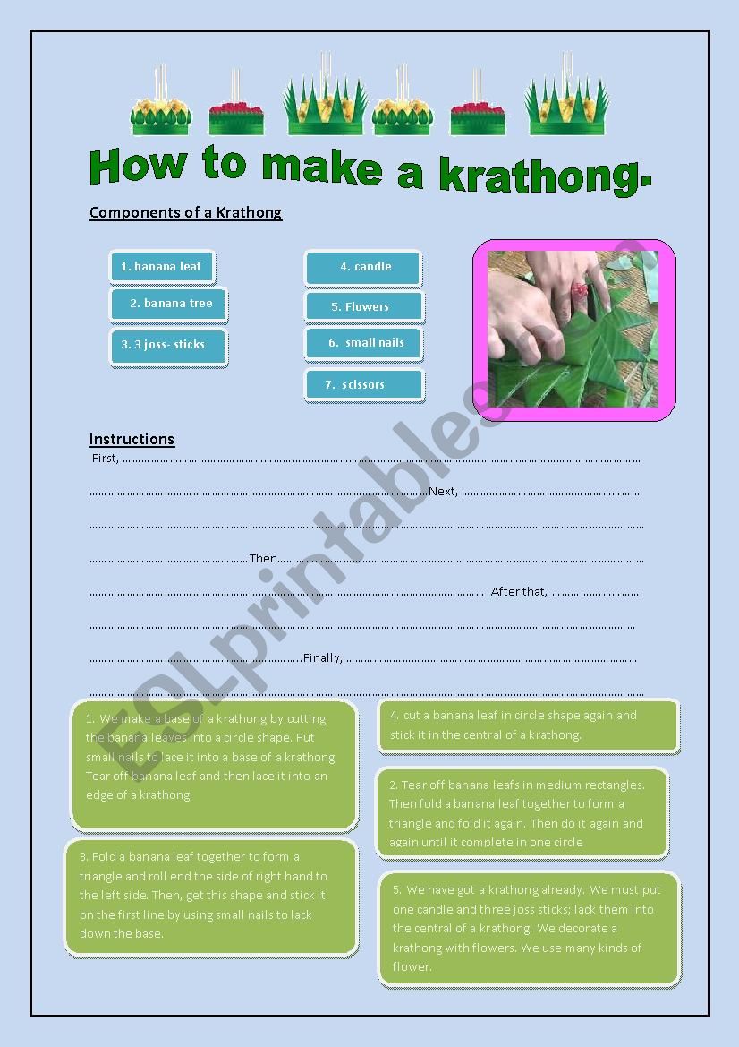 ็How to make a Krathong worksheet