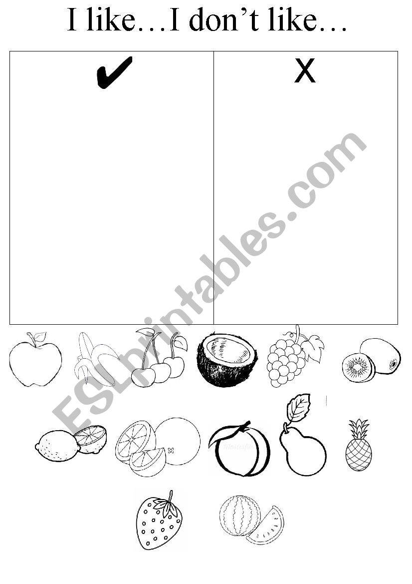 I like...I donÂ´t like worksheet