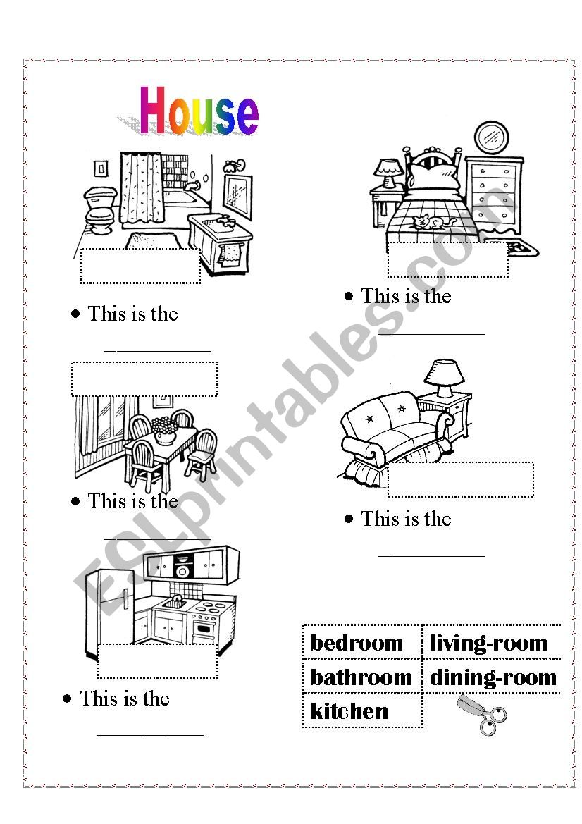 Parts of the house worksheet