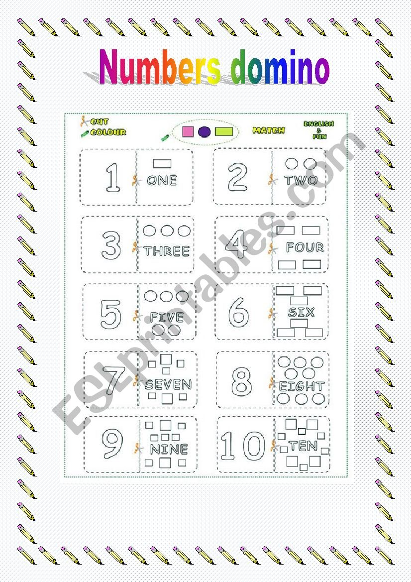 Numbers domino worksheet