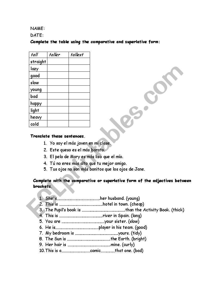 Exam  worksheet