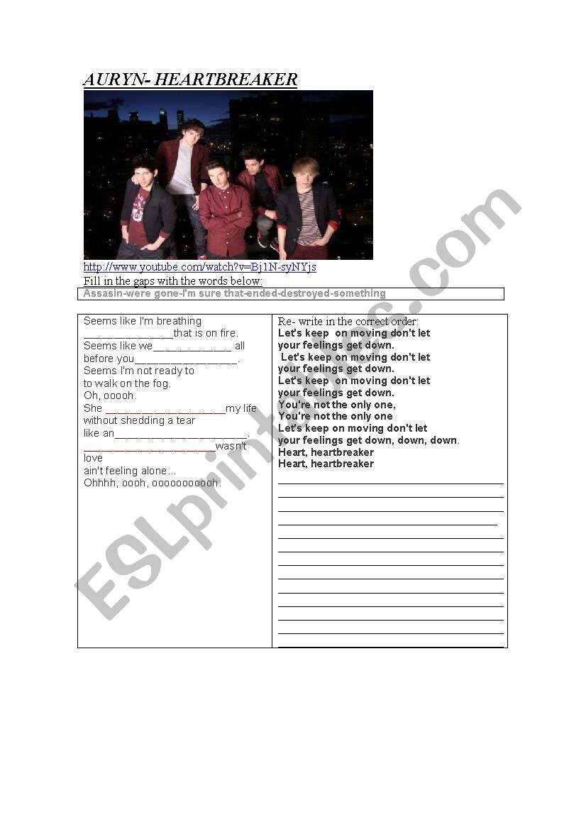 AURYN HEARTBREAKER worksheet