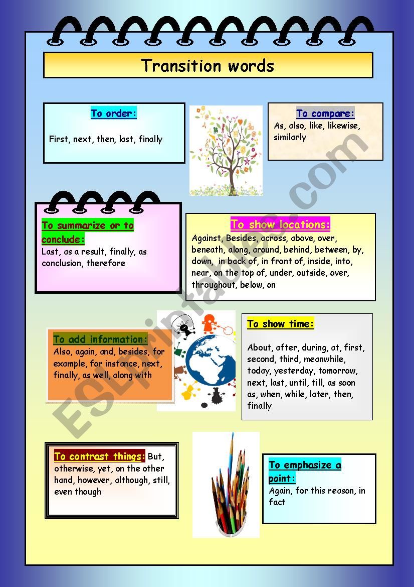 Transition words worksheet