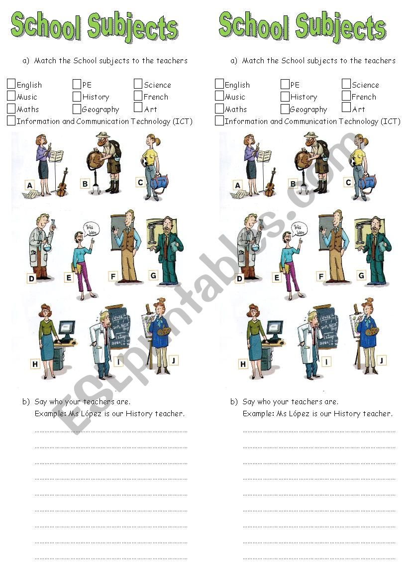 School Subjects worksheet