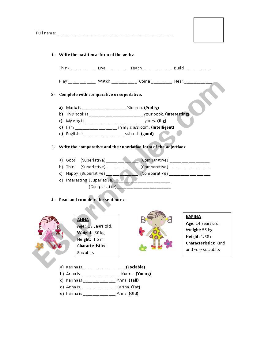 Superlatives and comparatives adjectives