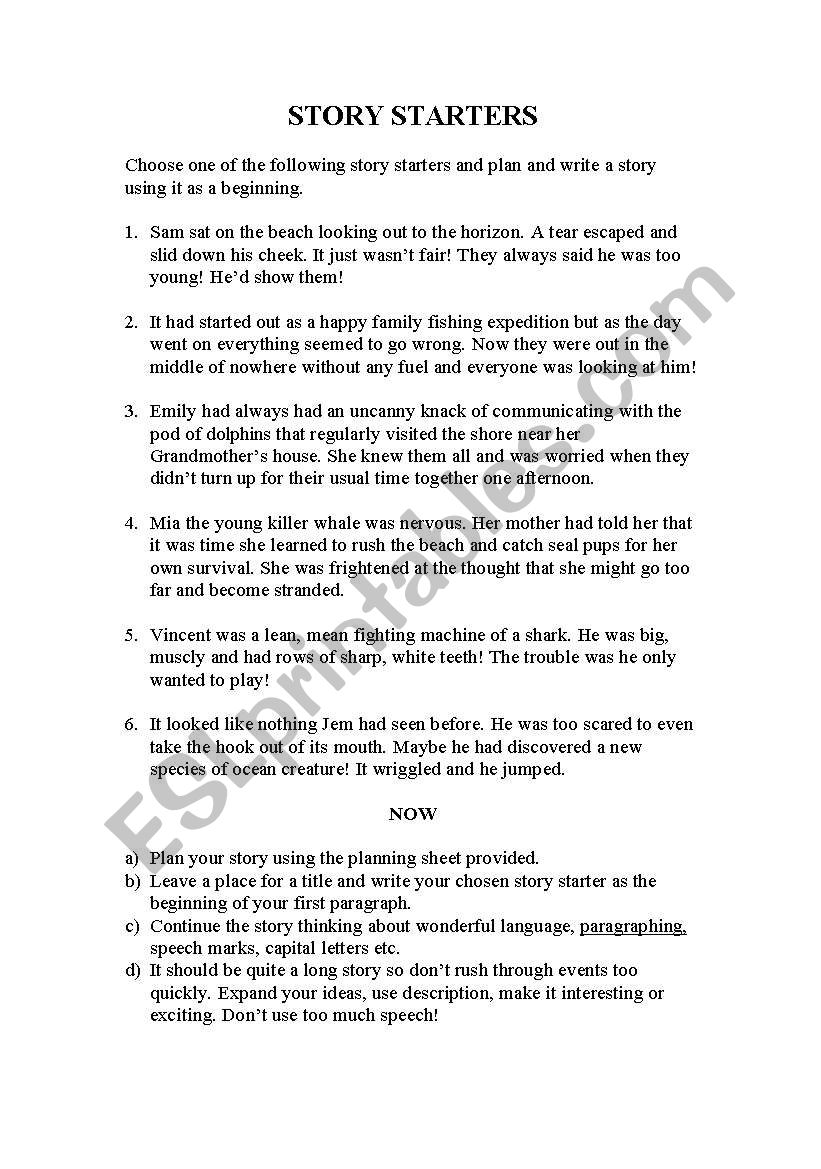 Story Starters worksheet