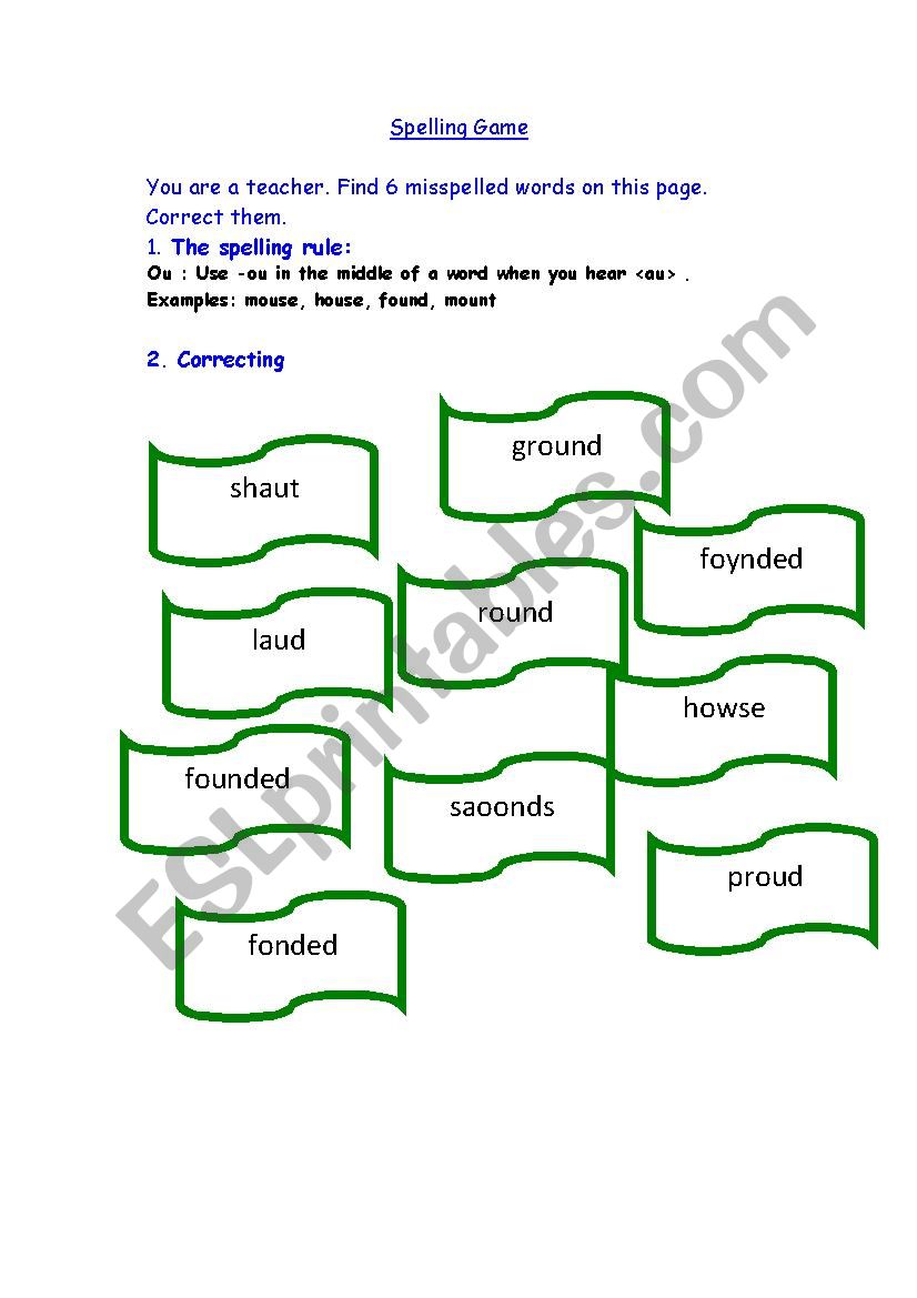 SPELLING GAME worksheet