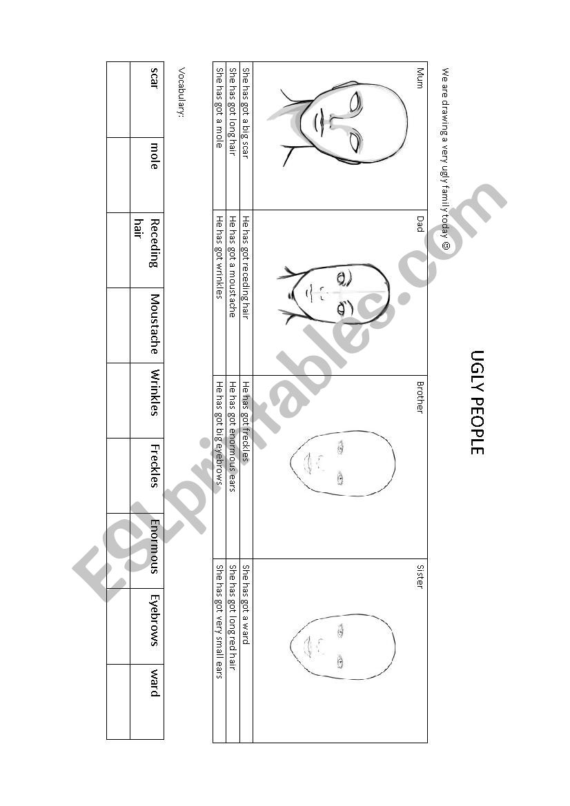 Ugly people worksheet