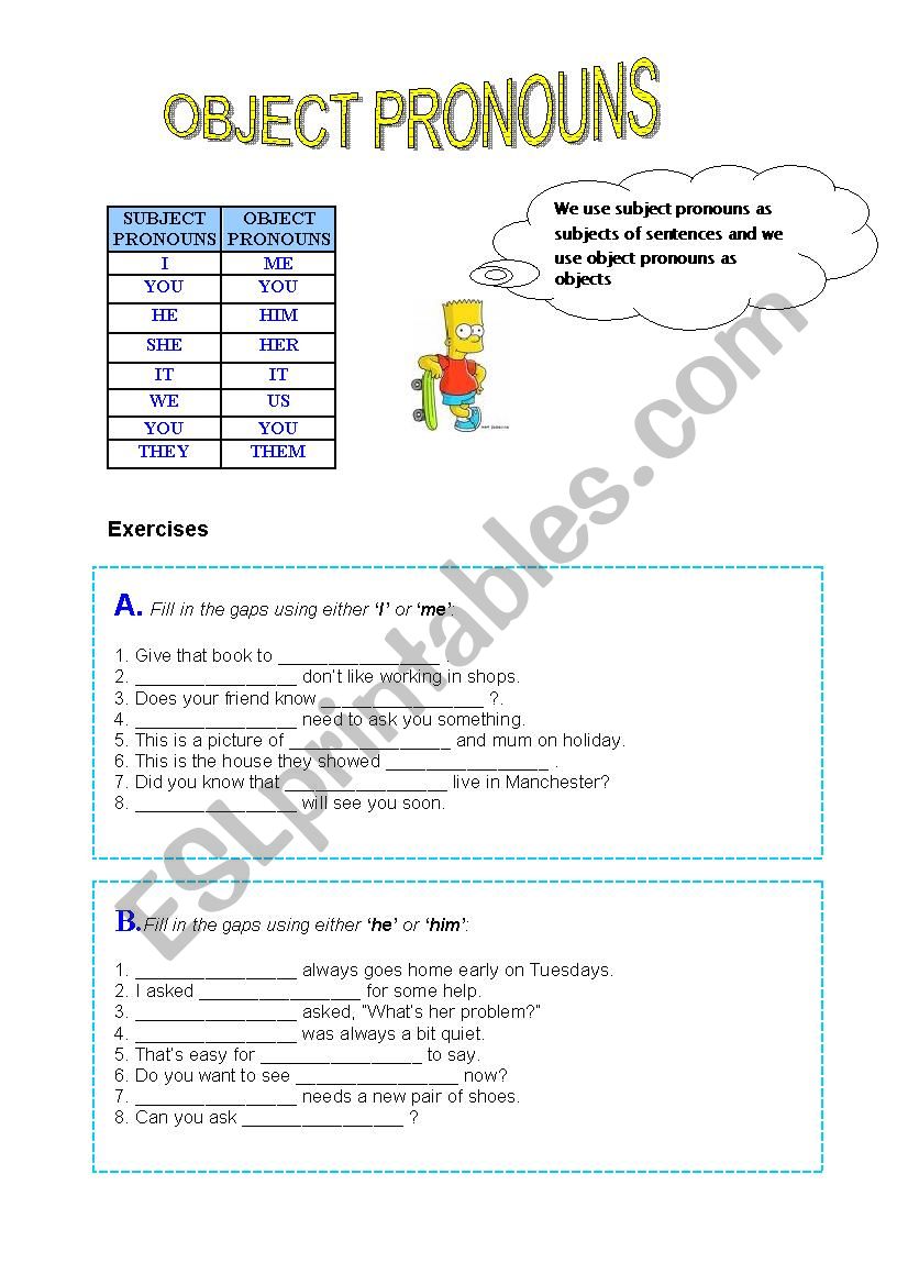 Object Pronouns worksheet