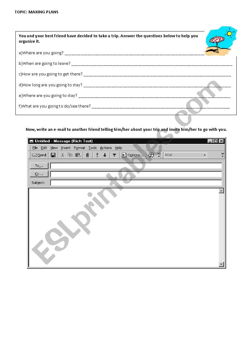 Going to - making plans worksheet