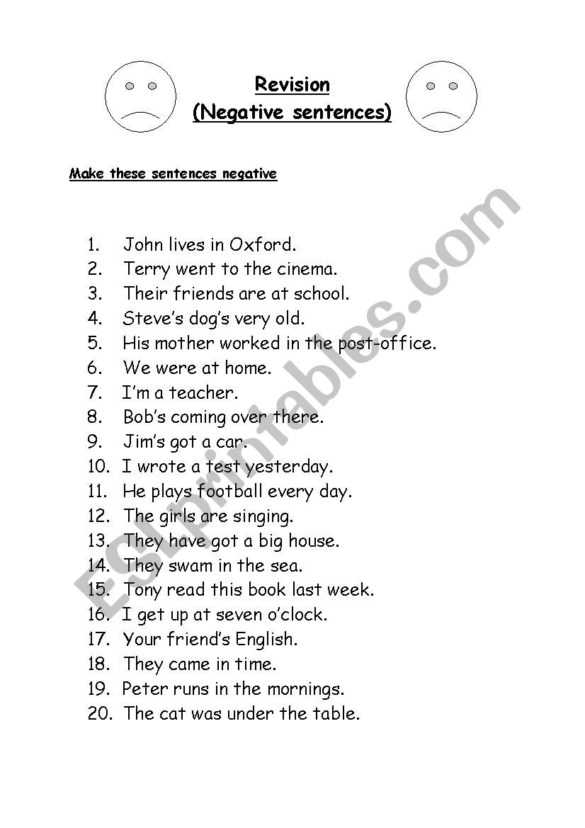 Revision exercises worksheet