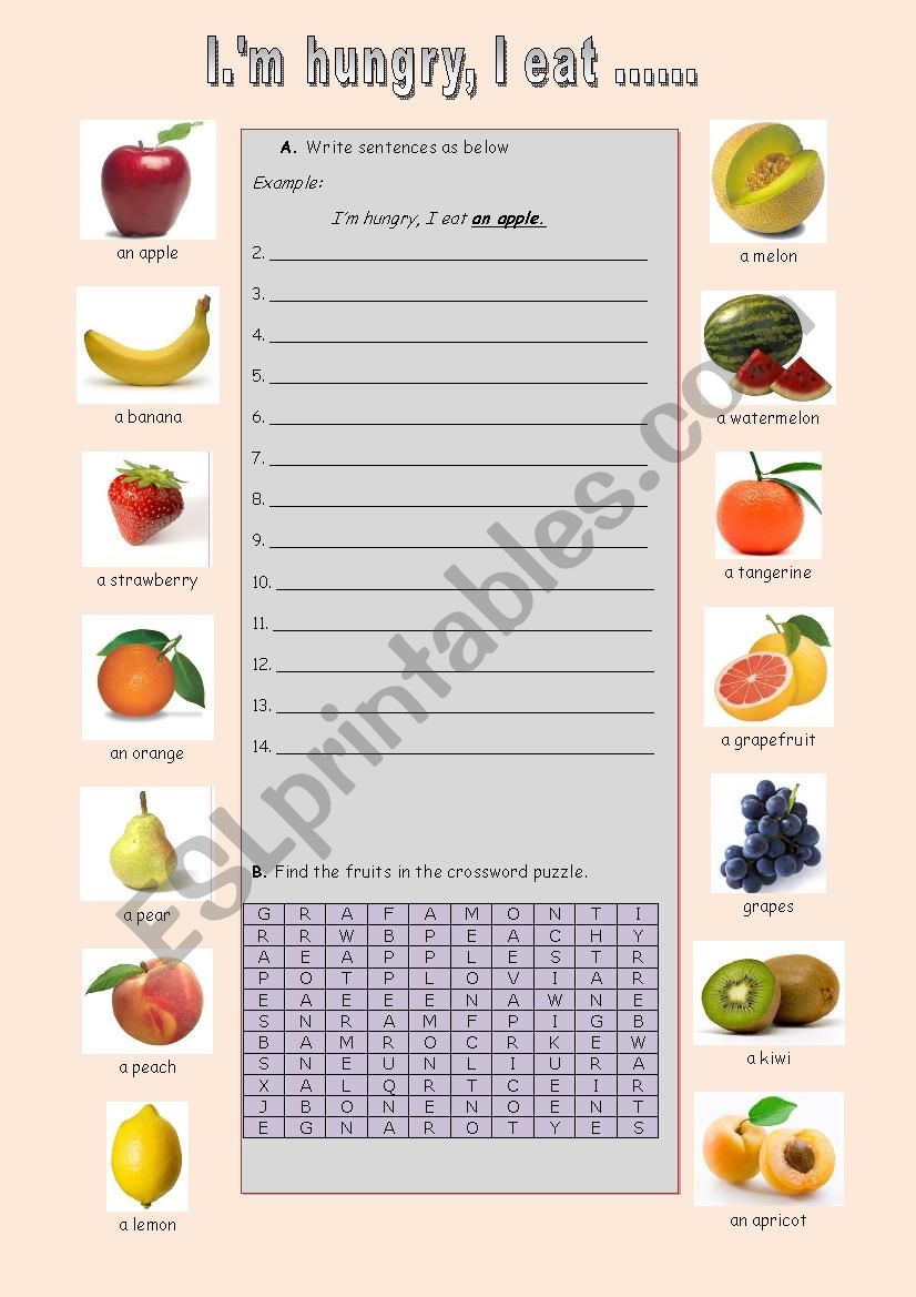 fruits worksheet