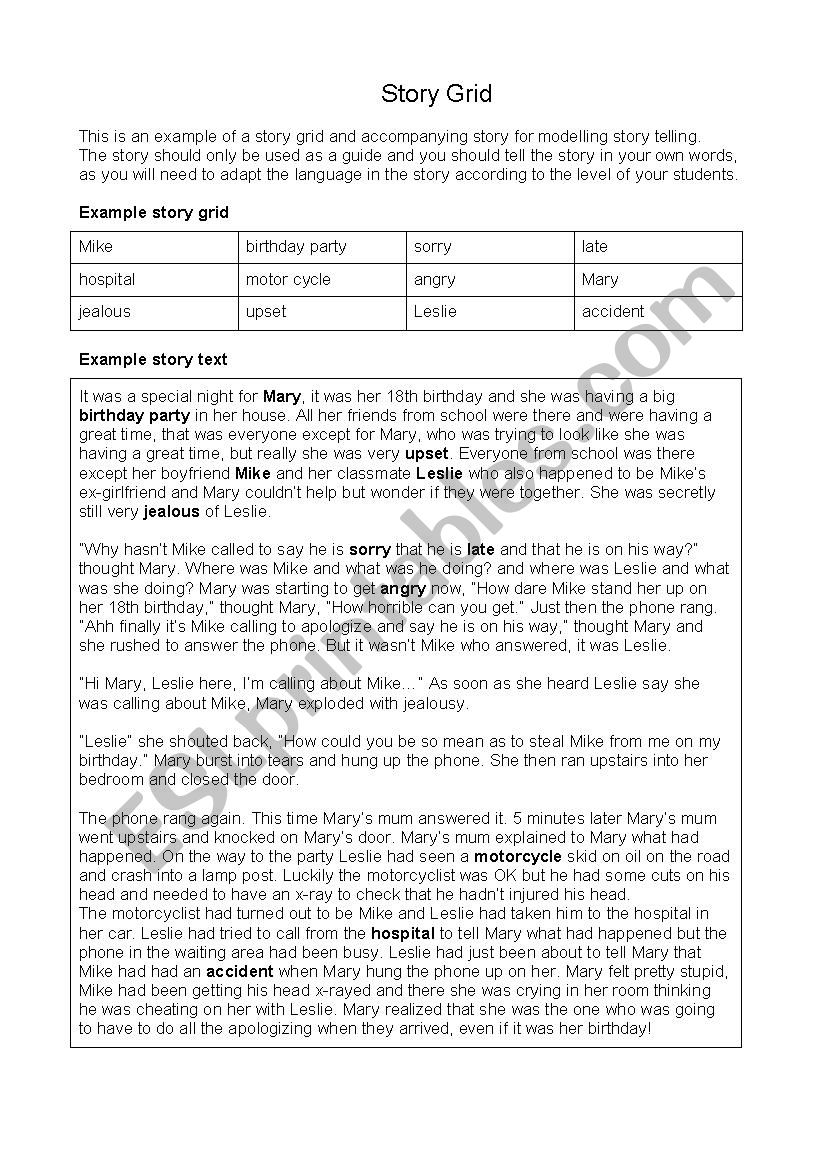 Story Grid worksheet