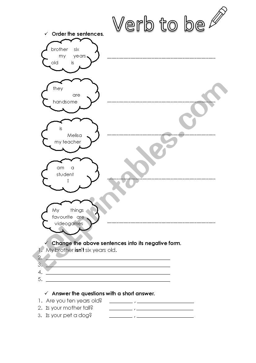 Verb to be  worksheet