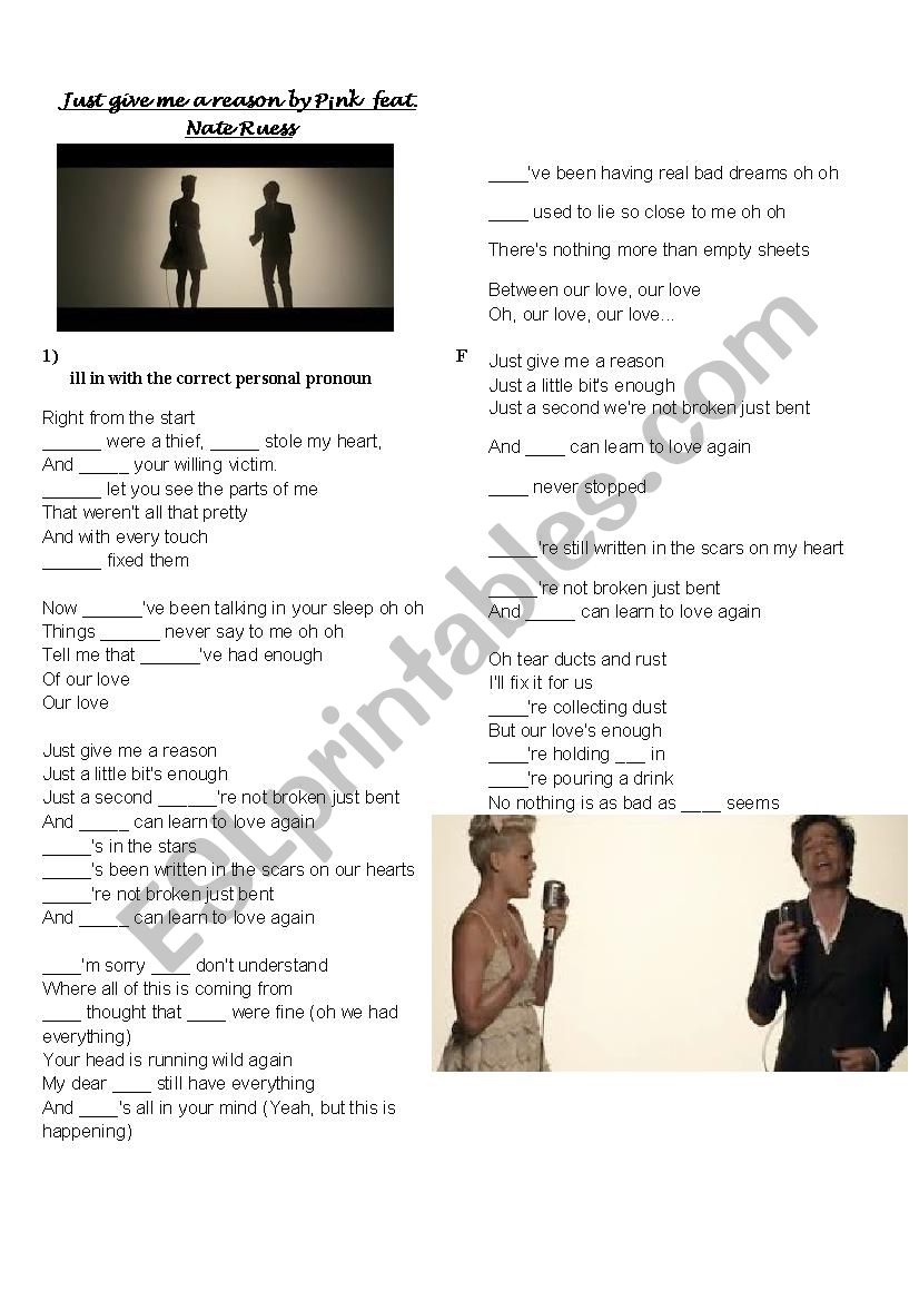 Just give me a reason by PÂ¡nk feat. Nate Ruess