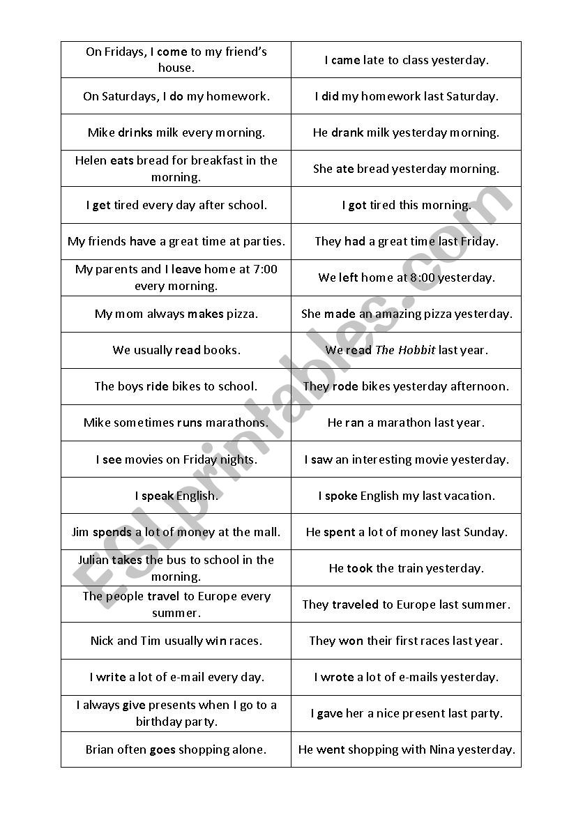 Simple past-irregular verbs-MatchingGames