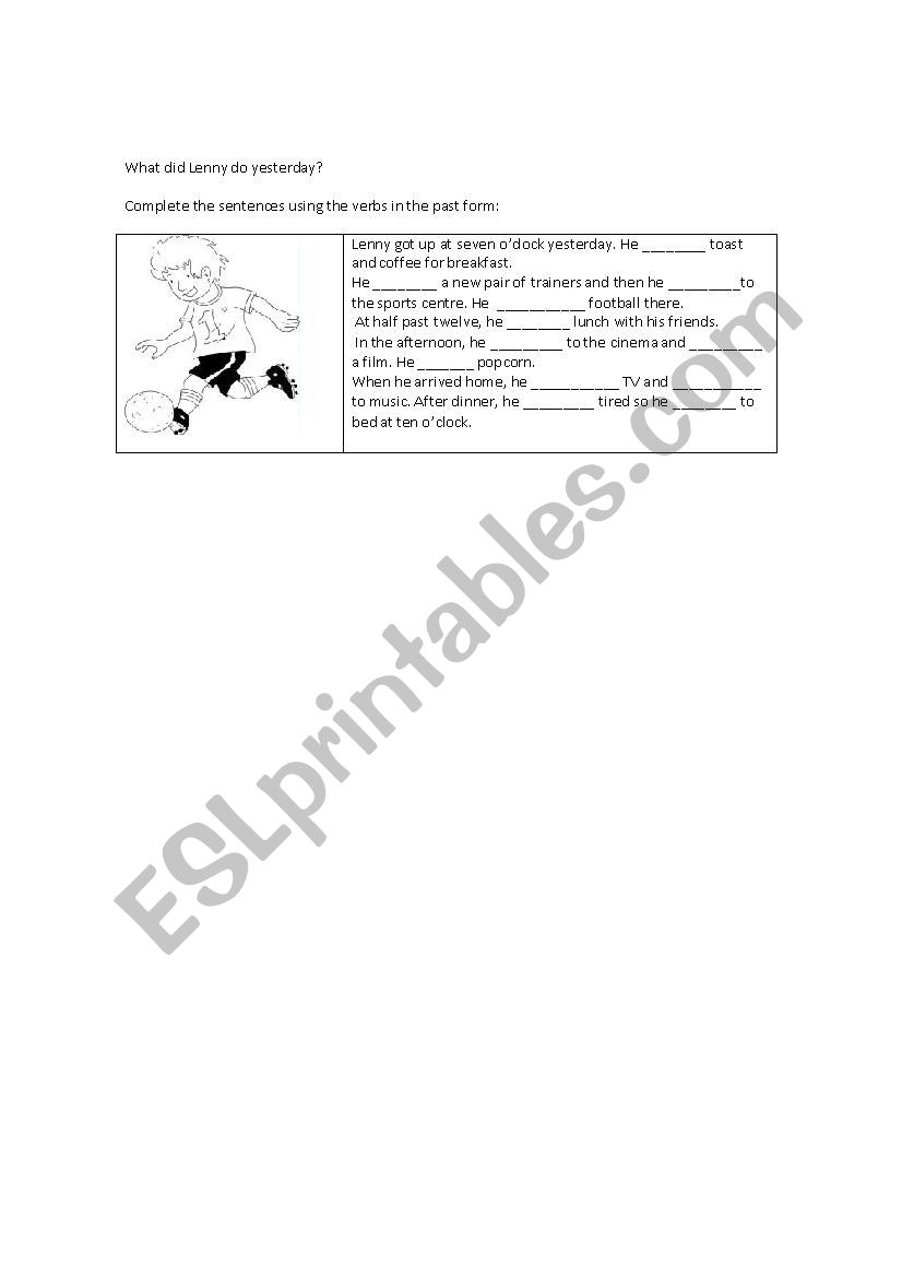 Past Simple activity worksheet