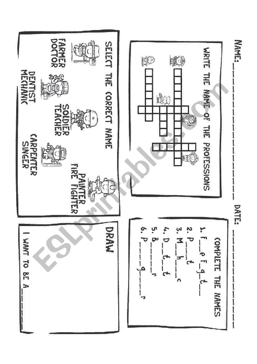 Professions worksheet