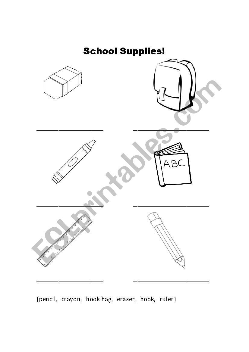 School Supplies worksheet