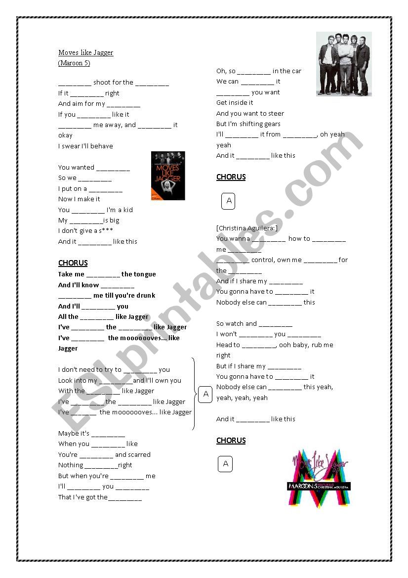 Moves like Jagger worksheet