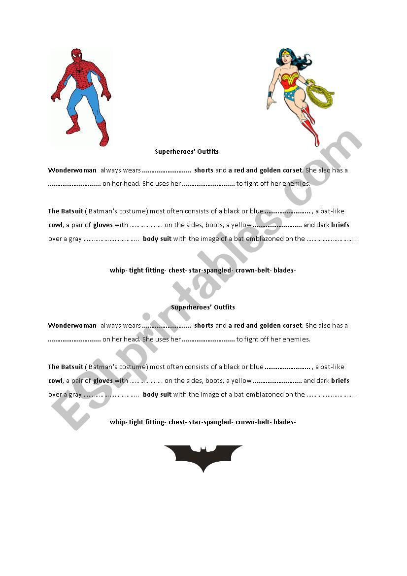 Superheroes Outfits worksheet