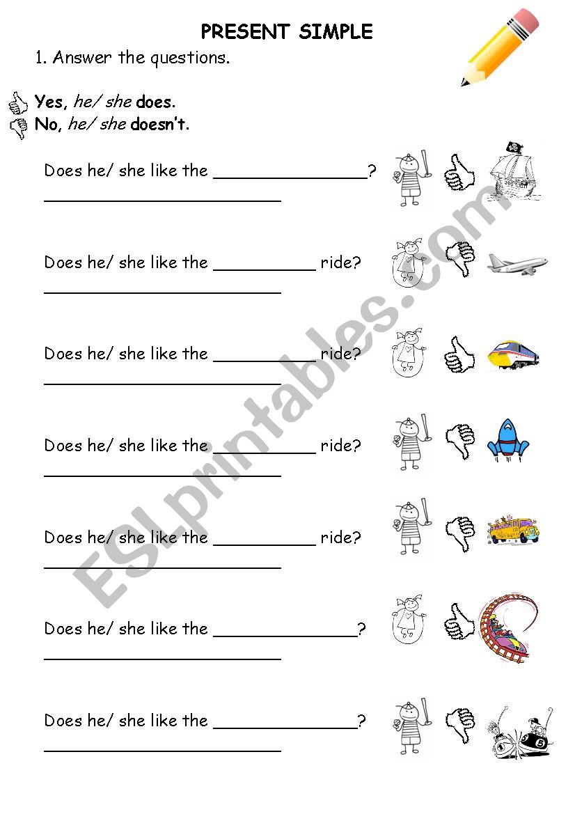 DOES HE/ SHE LIKE...? worksheet