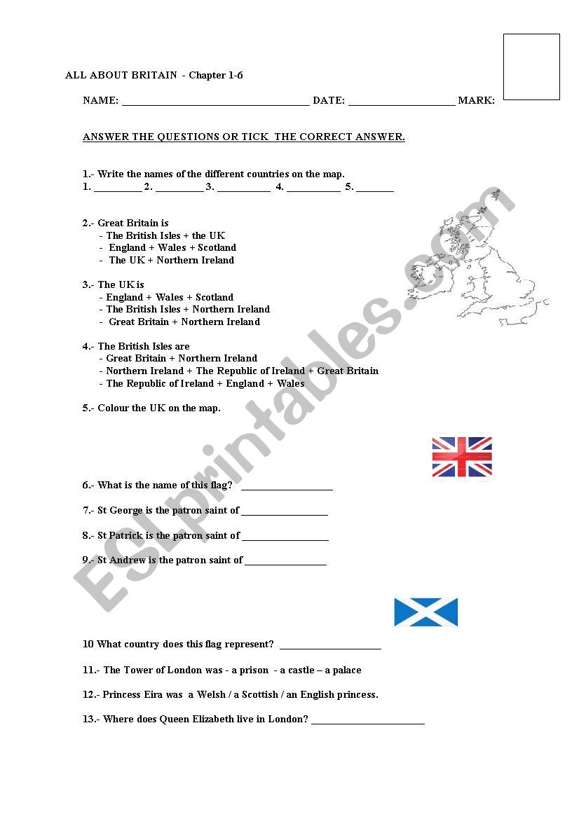 All About Britain Test (Chapter 1-6)  - Reader by Burlington