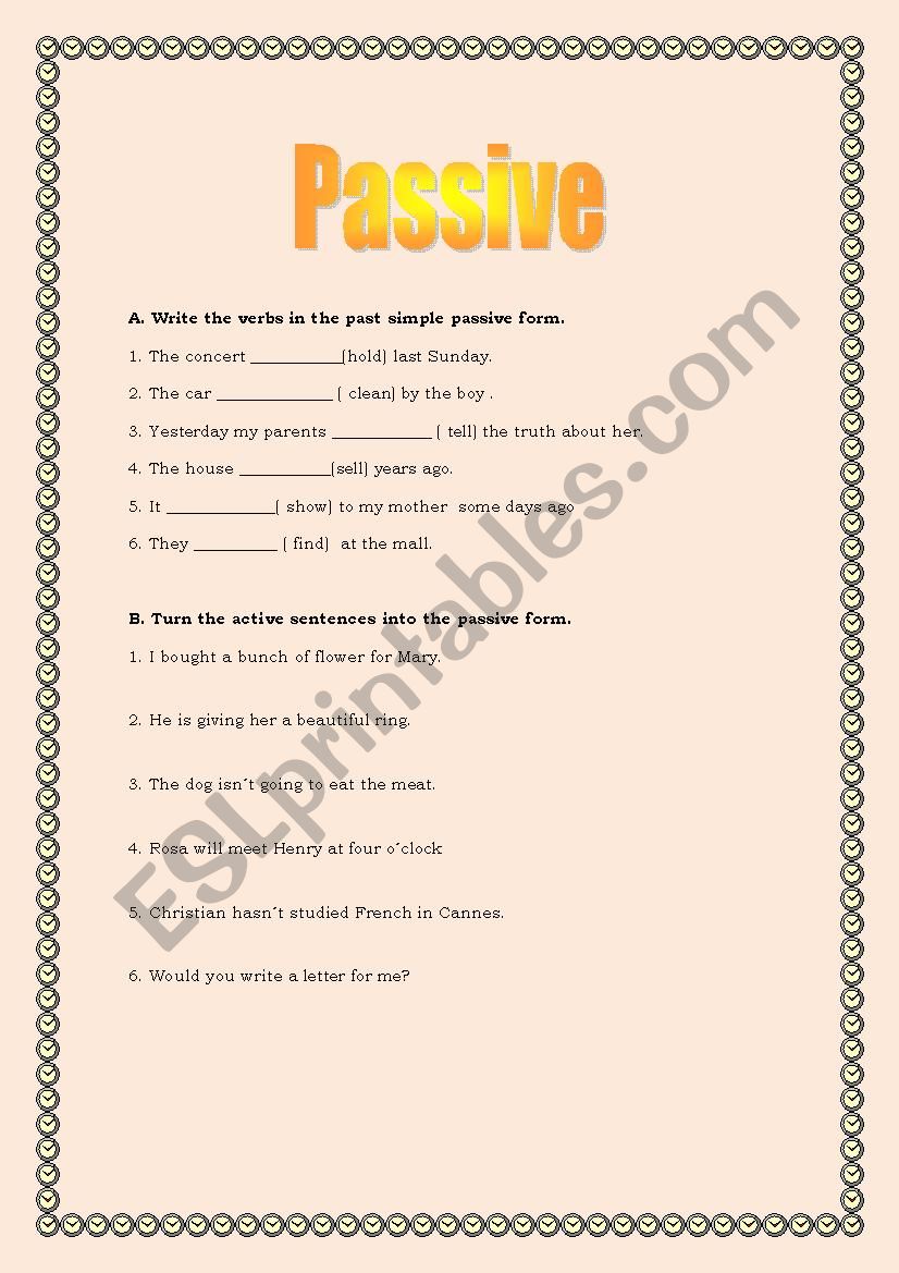 passive worksheet