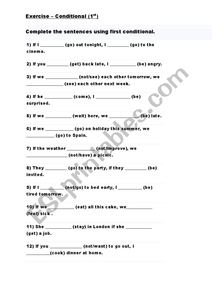 1st conditional worksheet