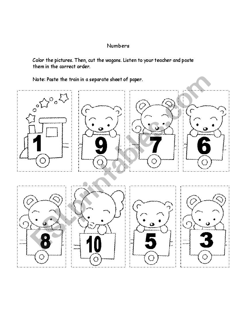 Numbers train worksheet