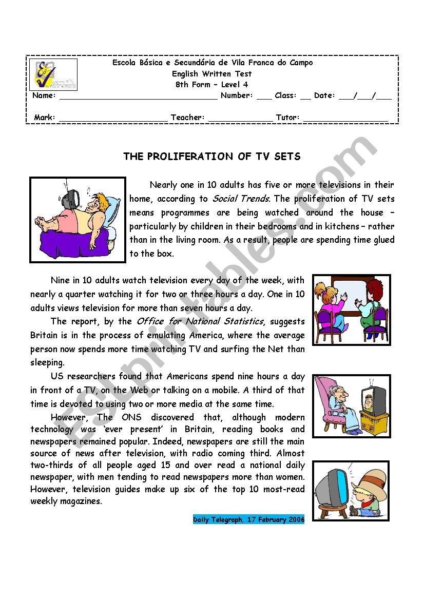 8th form test for students with special needs