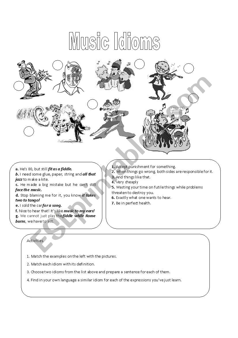 Music Idioms worksheet