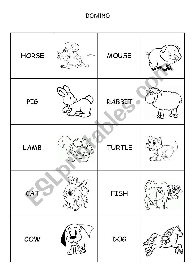 Animals Domino worksheet