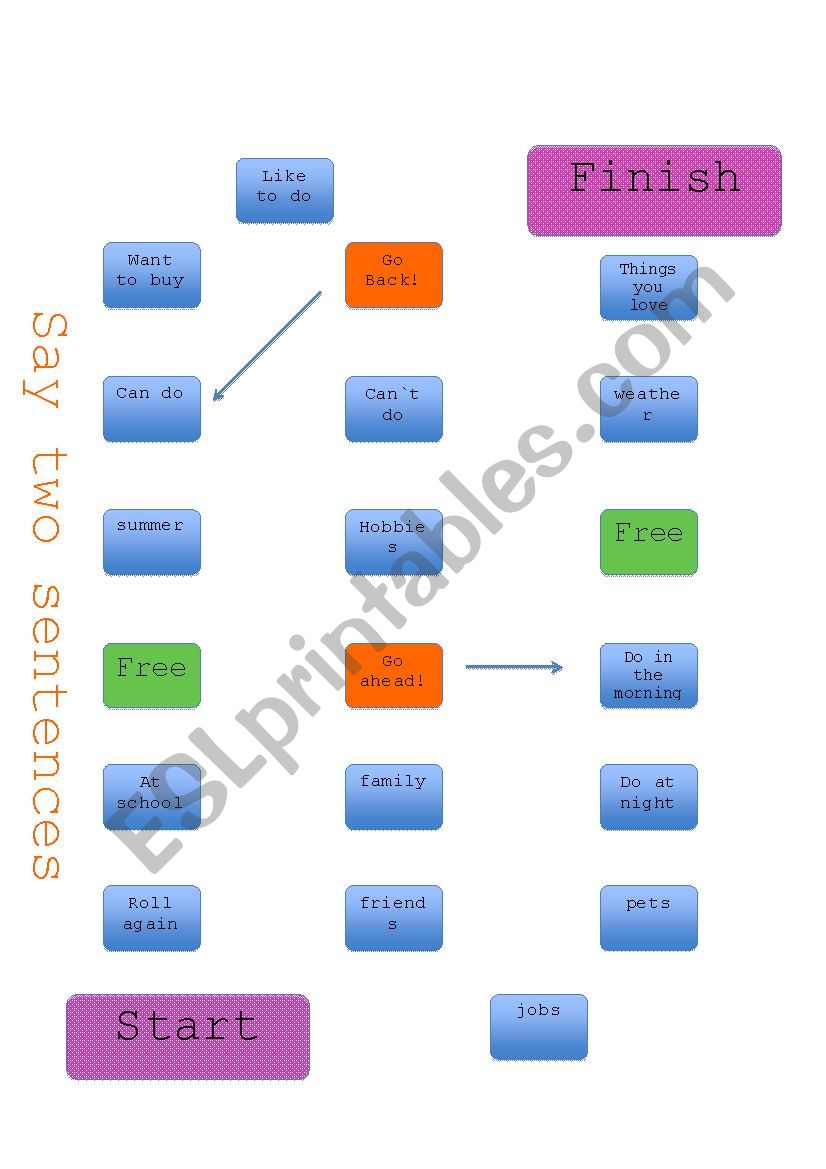 Say two sentences worksheet