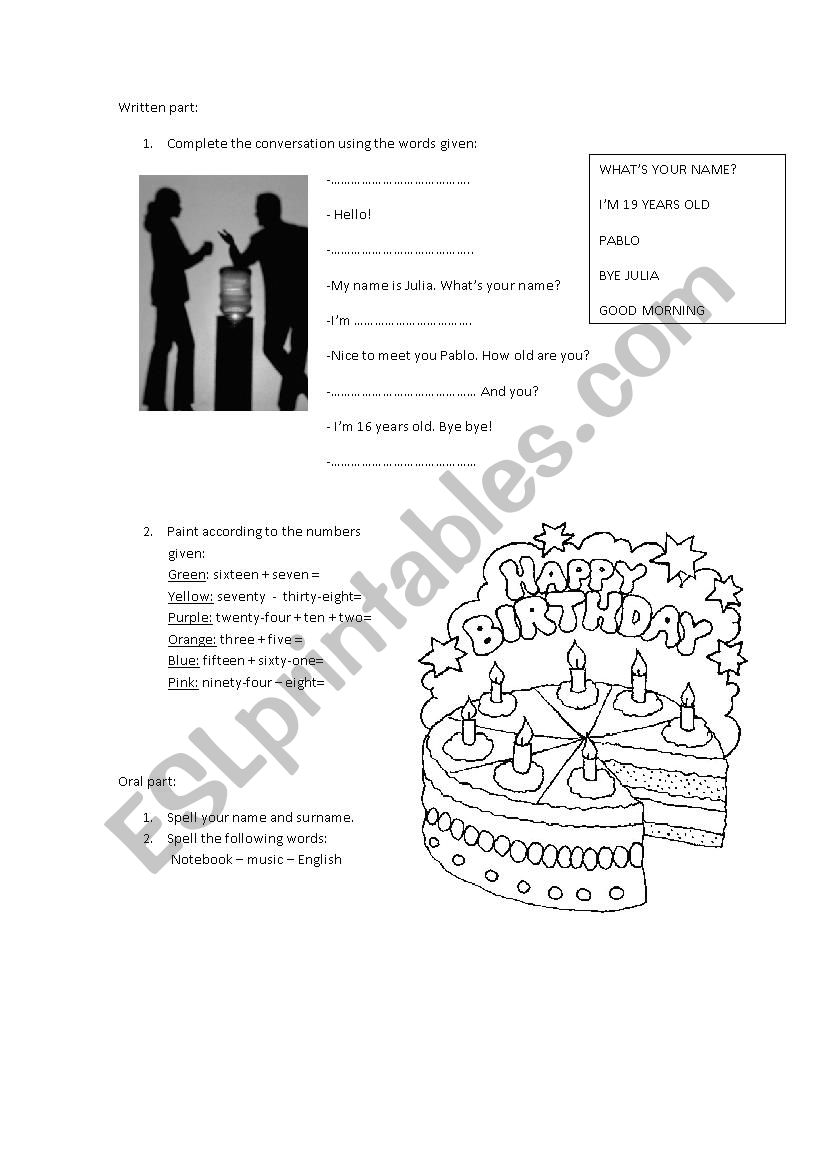 Practising number one worksheet