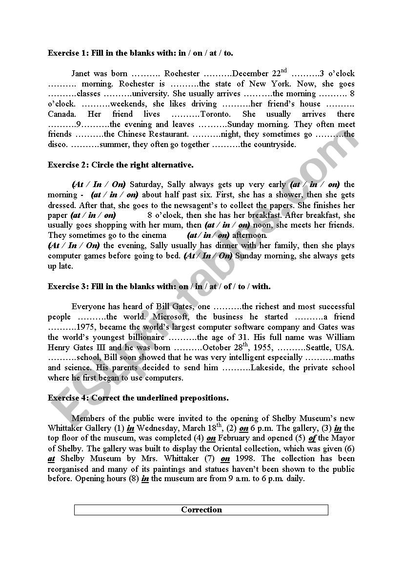 Prepositions Practice worksheet