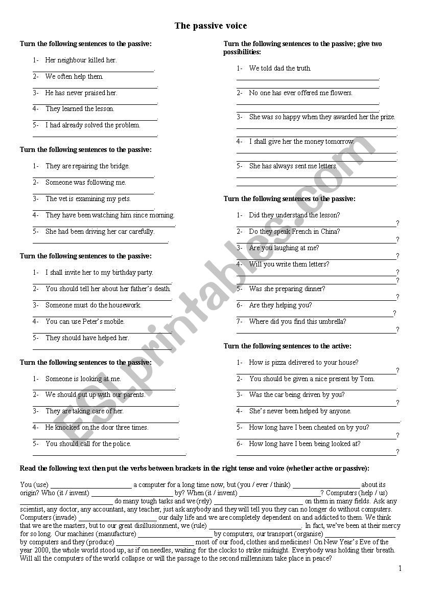 passive voice worksheet