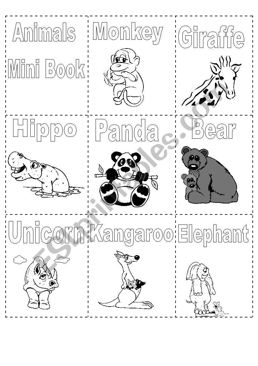 Mini Book Animals part1 worksheet