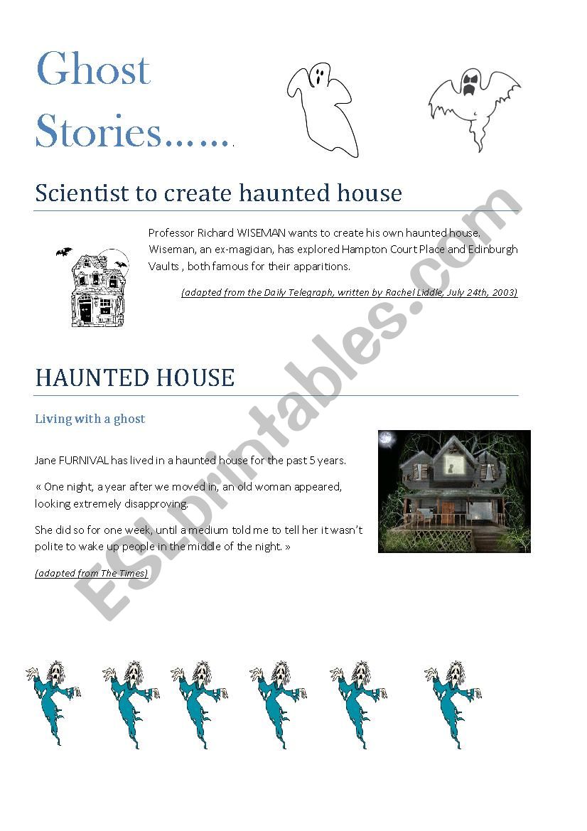 Ghost stories worksheet worksheet