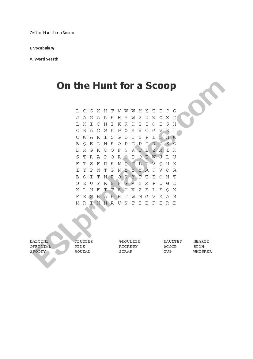 On The Hunt For Scoop worksheet