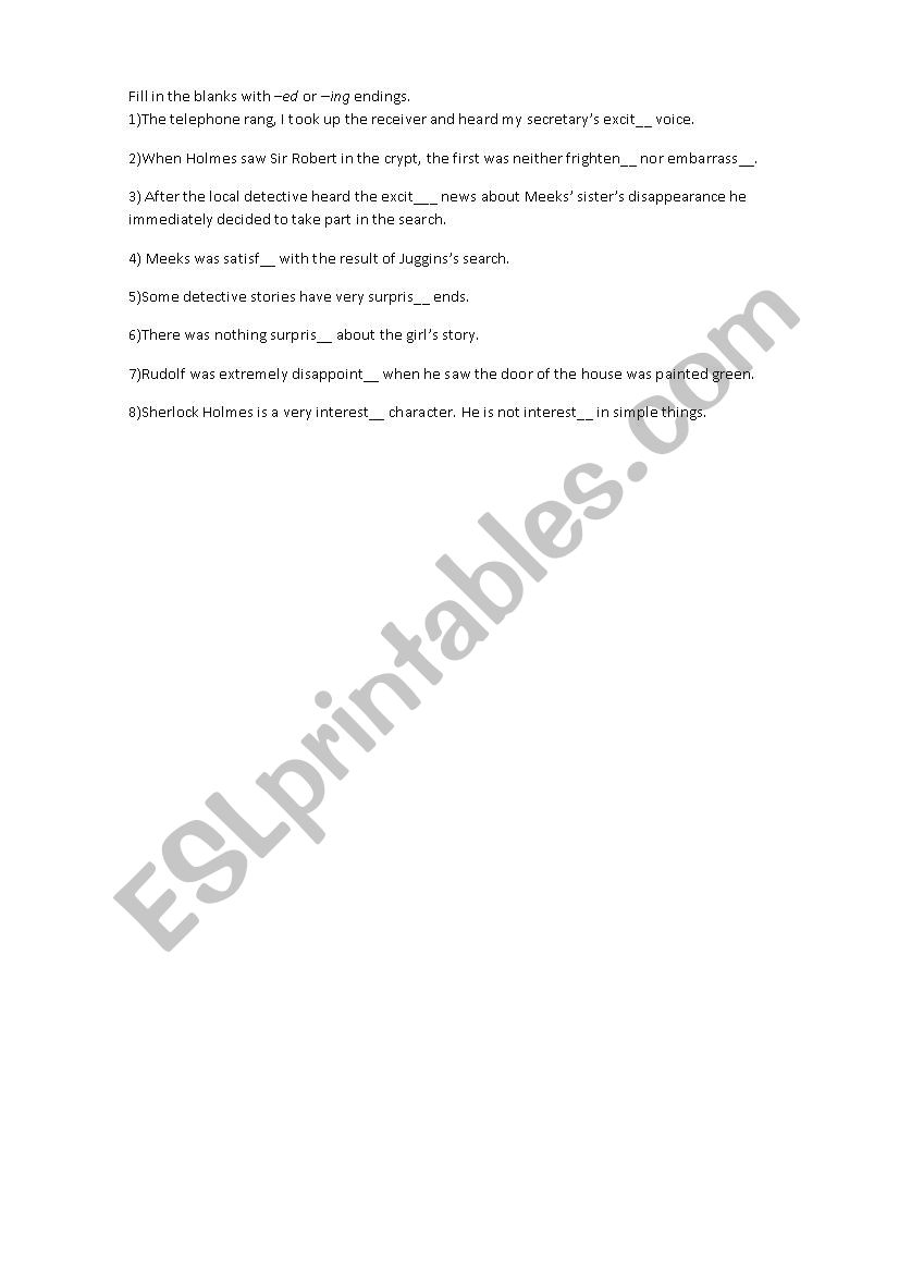 -ED OR -ING worksheet