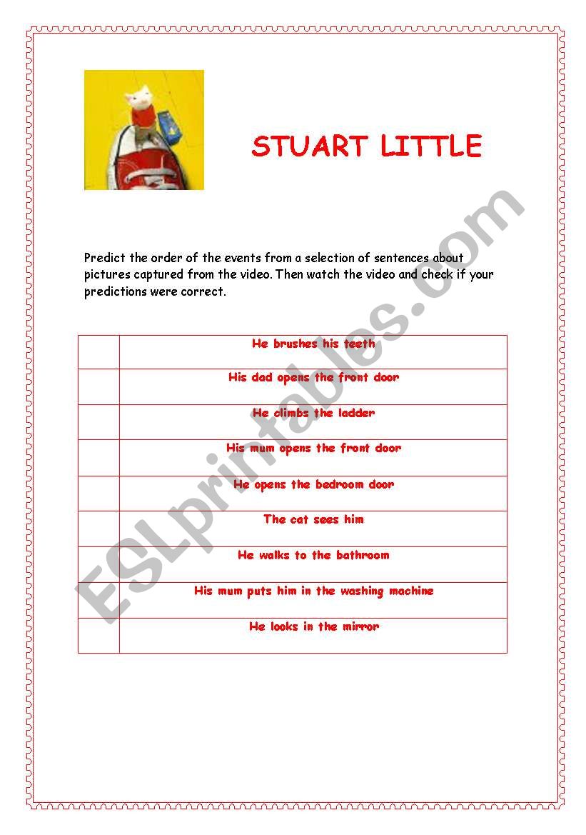 Stuart Little. Daily routines worksheet