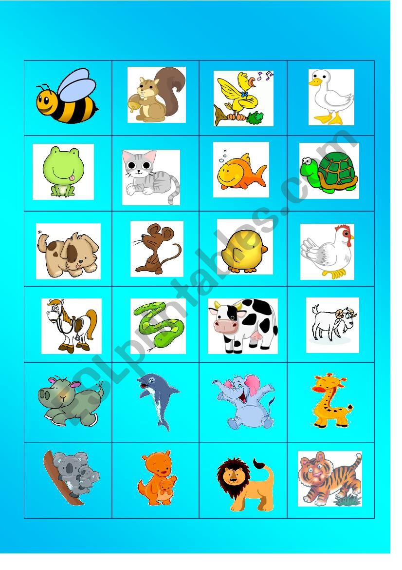 ANIMAL MEMORY GAME worksheet