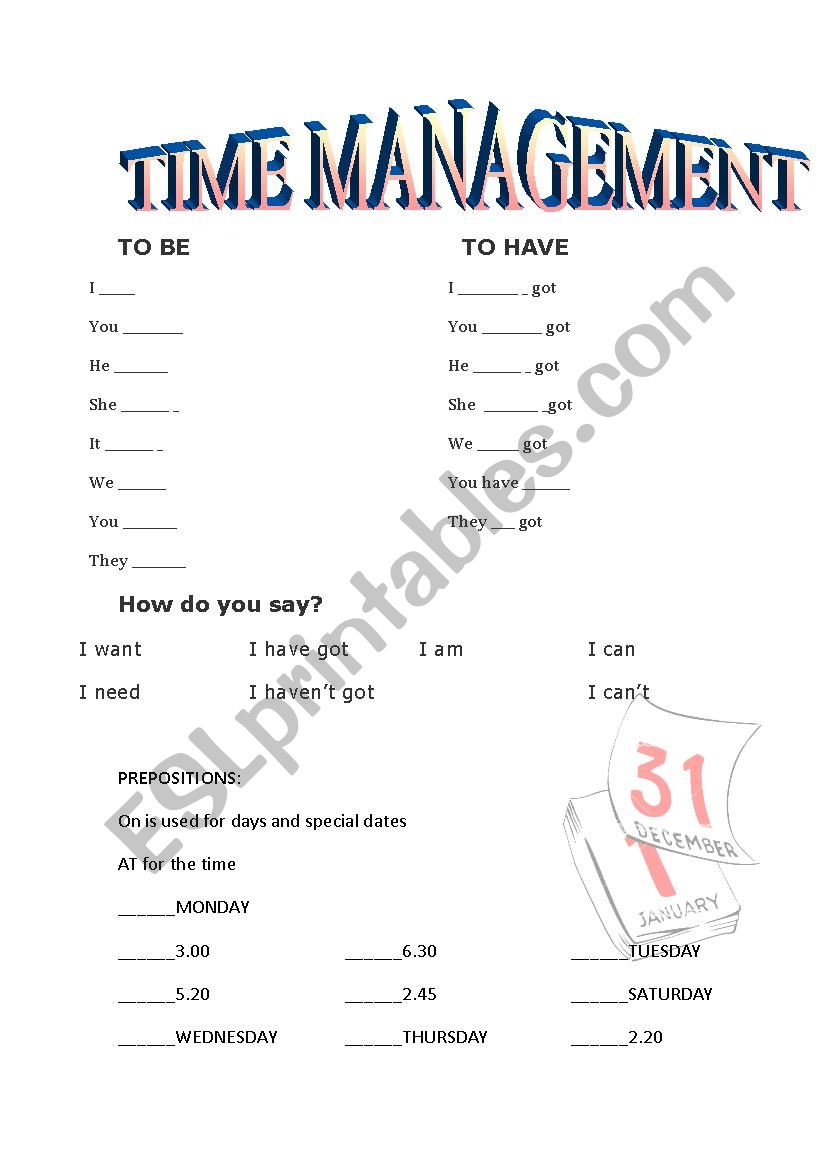 Time management worksheet