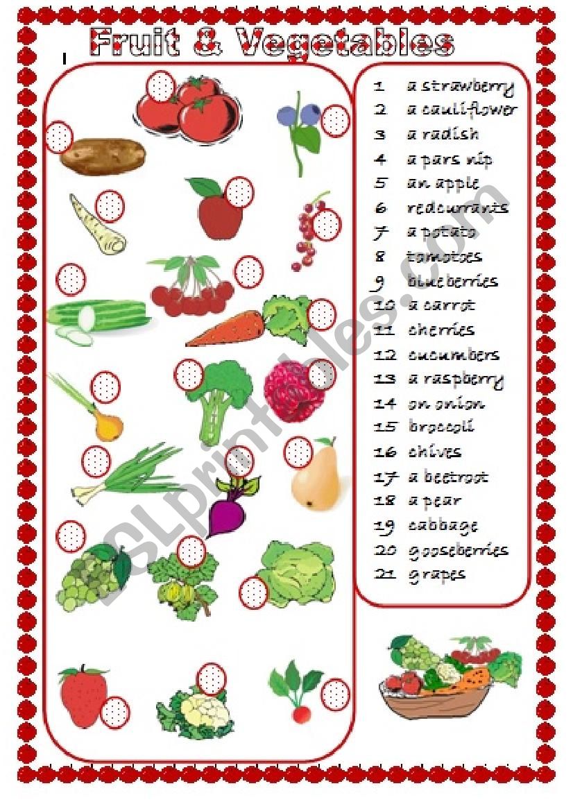 fruit and vegetables worksheet