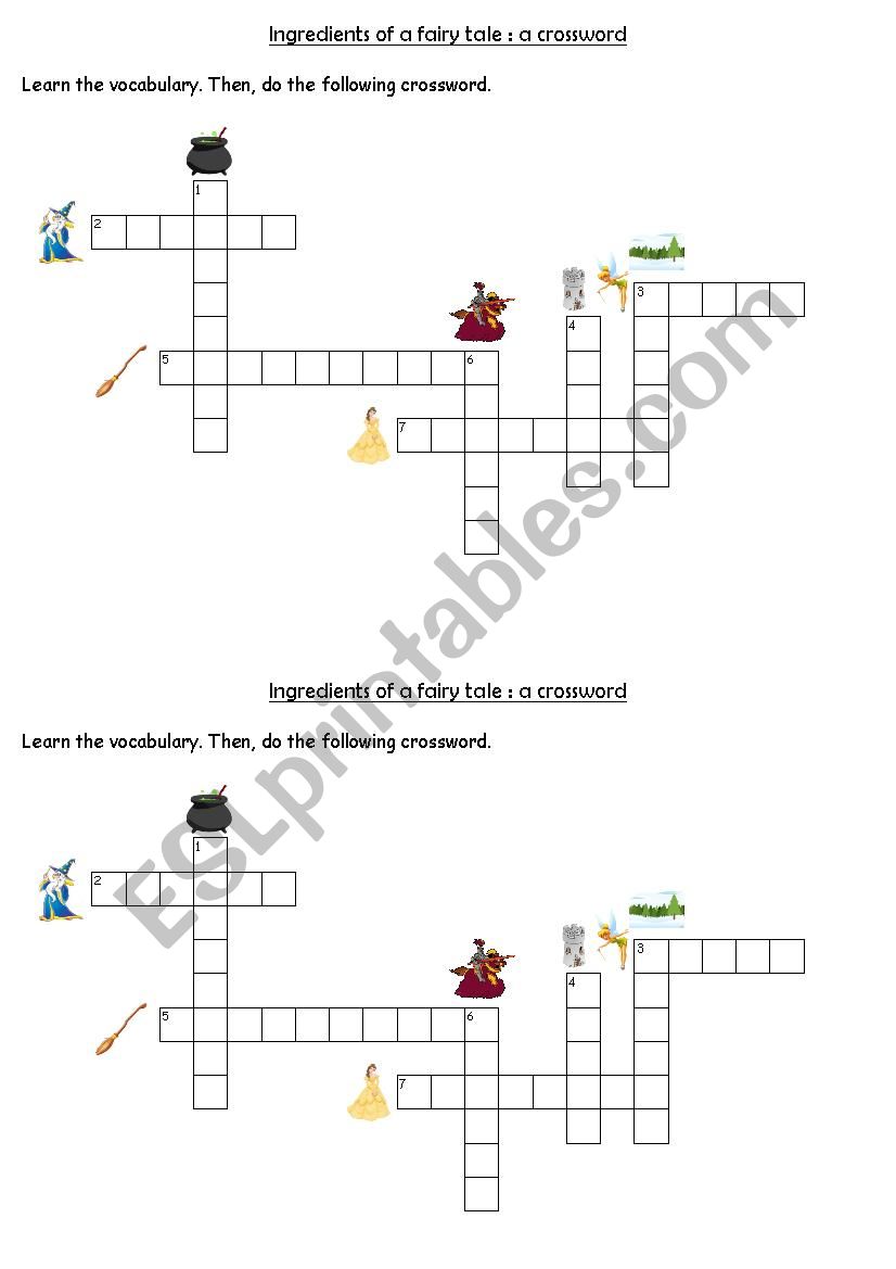 crossword fairy tale vocabulary