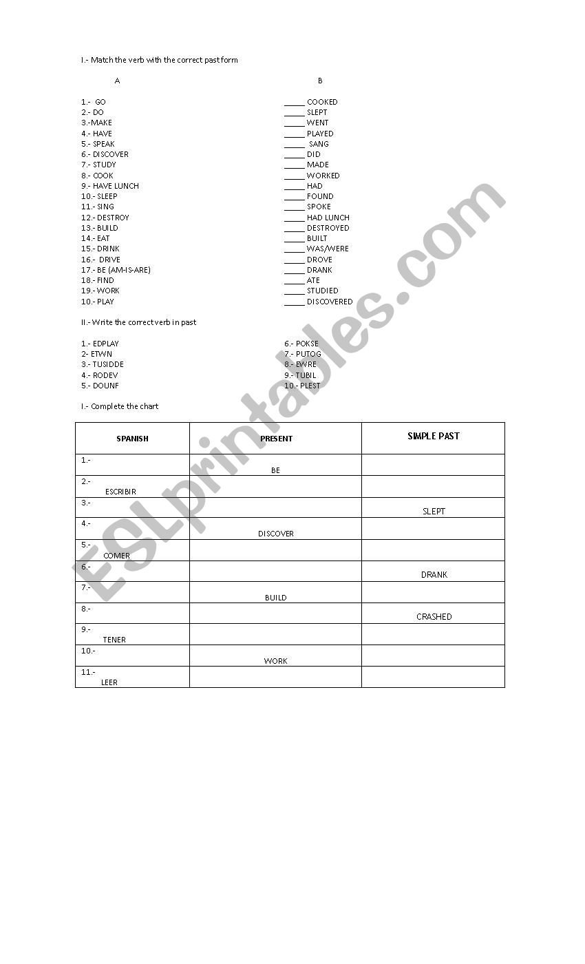 verbs worksheet